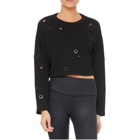 ALO Yoga Tops - Alo Yoga crewneck Pullover black studded size medium